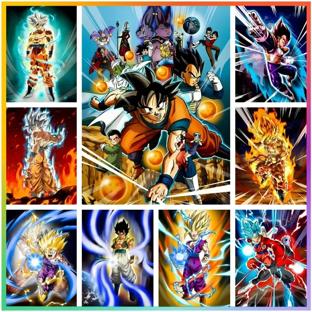 Dragon Ball Goku Anime 5D Full Round Drill Diamond Painting Collection Mosaic Embroidery Art Home Wall Decor DIY Craft