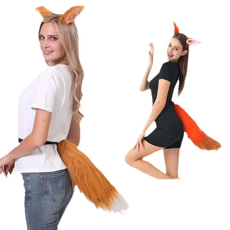 Femmes filles enfants adulte fausse fourrure chat renard loup queue en fourrure et pince oreilles pour Halloween fête Costume accessoires Cosplay accessoire