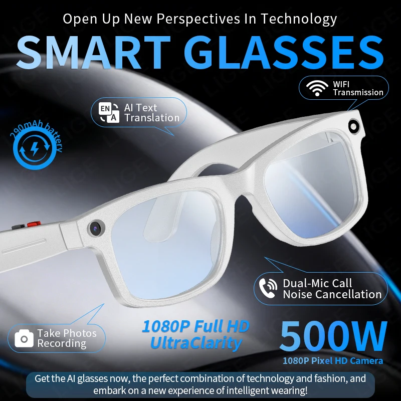 

2026 AI Smart Glasses Photography Video Intelligent Interactive Translation Smart Sunglasses With 500W HD Camera for Glasses Men