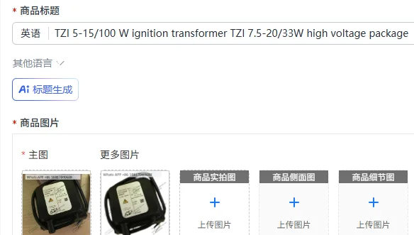 TZI 5-15/100 W ignition transformer TZI 7.5-20/33W high voltage package
