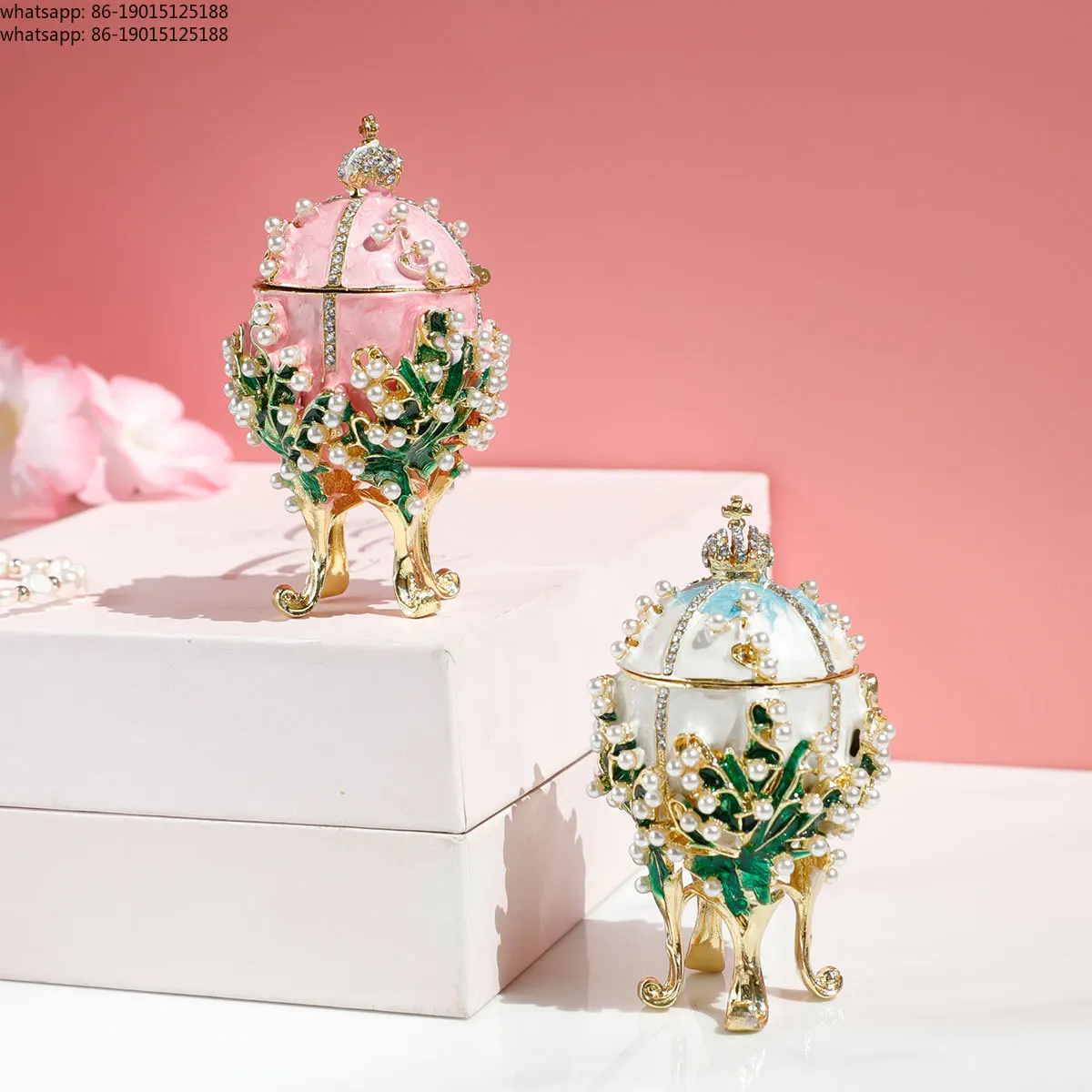 Caja de Joyería con Forma de Huevo, Esmaltada, Estilo Huevo de Fabergé, Decorativa, Caja para Guardar Joyas con Forma de Huevo de Pascua, Organizador de Joyas Único