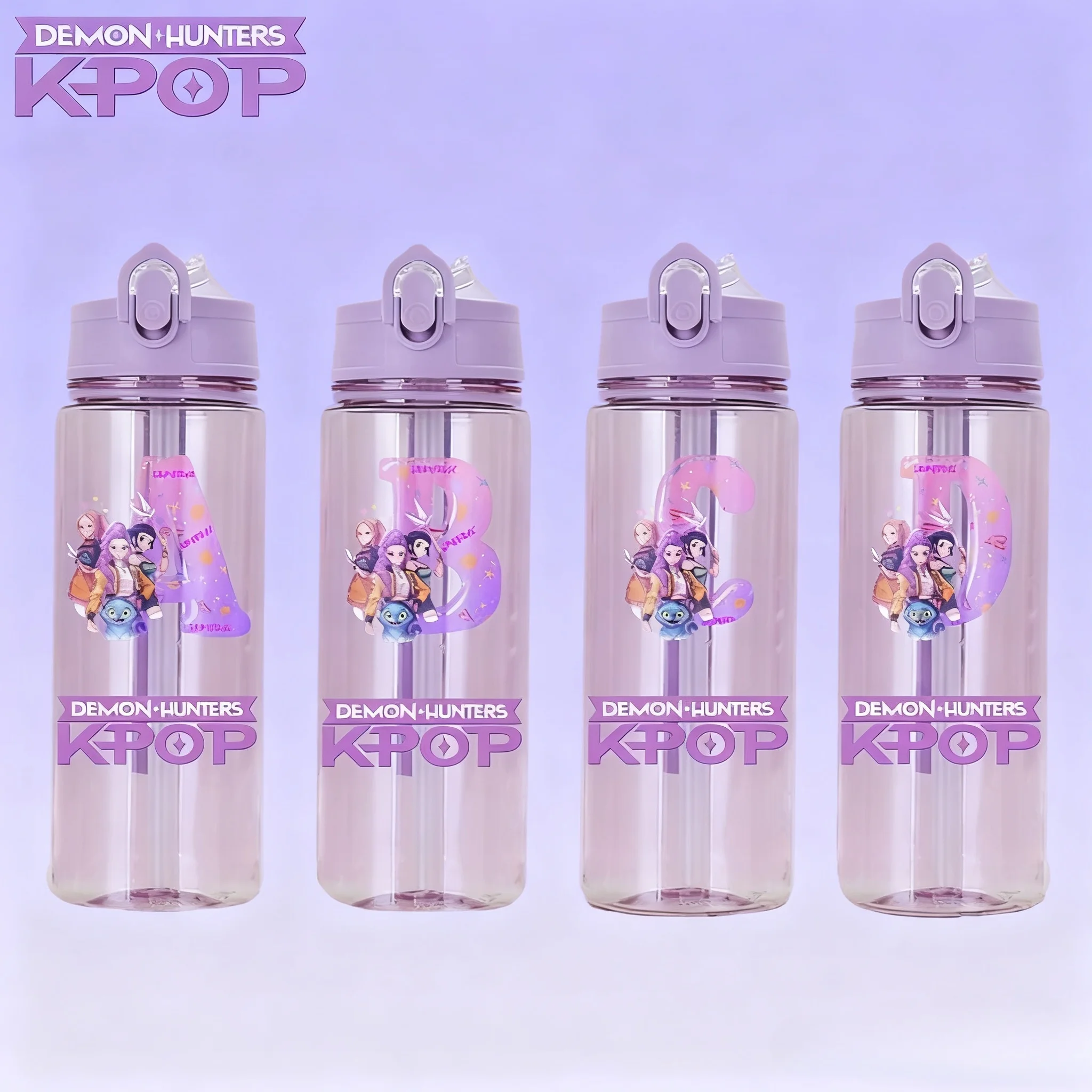 900ml kpop demon hunters copos de água para mulheres anime dos desenhos animados carta impressa copo estudantes portátil moda esportes garrafa de água