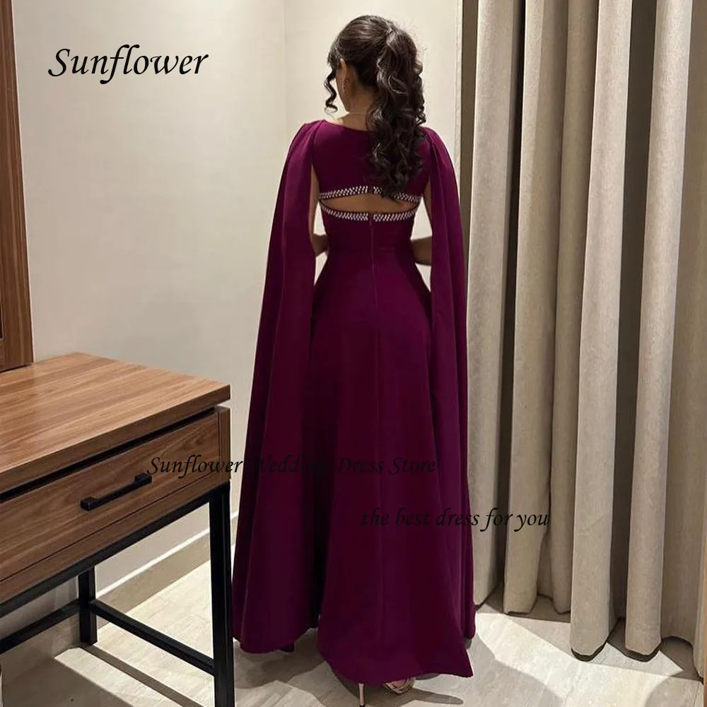 Sunflower Square Collar Evening Dress Saudi Arabia 2023 Slim Crepe Backless Appliques A-LINE Prom dress Floor-Length Party Dress