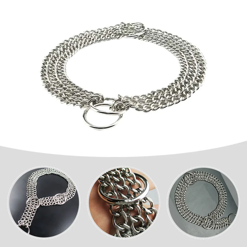 โซ่สแตนเลสสำหรับสุนัขพันธุ์กลางถึงใหญ่ สายคล้องคอสำหรับสัตว์เลี้ยง ใช้สำหรับฝึกนอกบ้าน ทนทาน ตกแต่งด้วยโลหะ