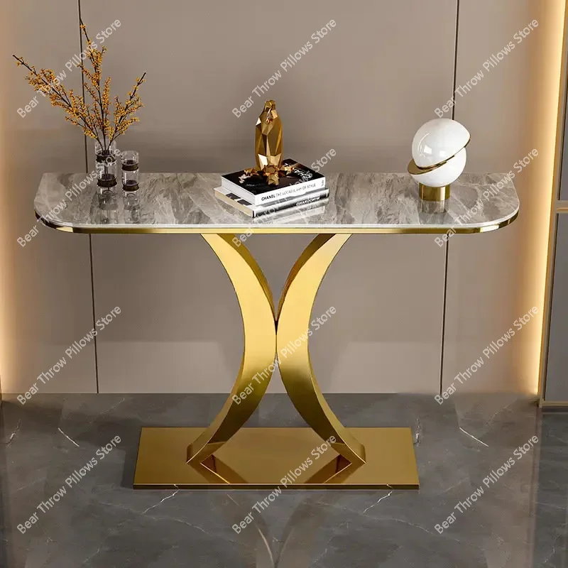 Modern Light Luxury Slate Console Tables Living Room Furniture Entrance  Home Wrought Iron Against The Wall Hallway Table