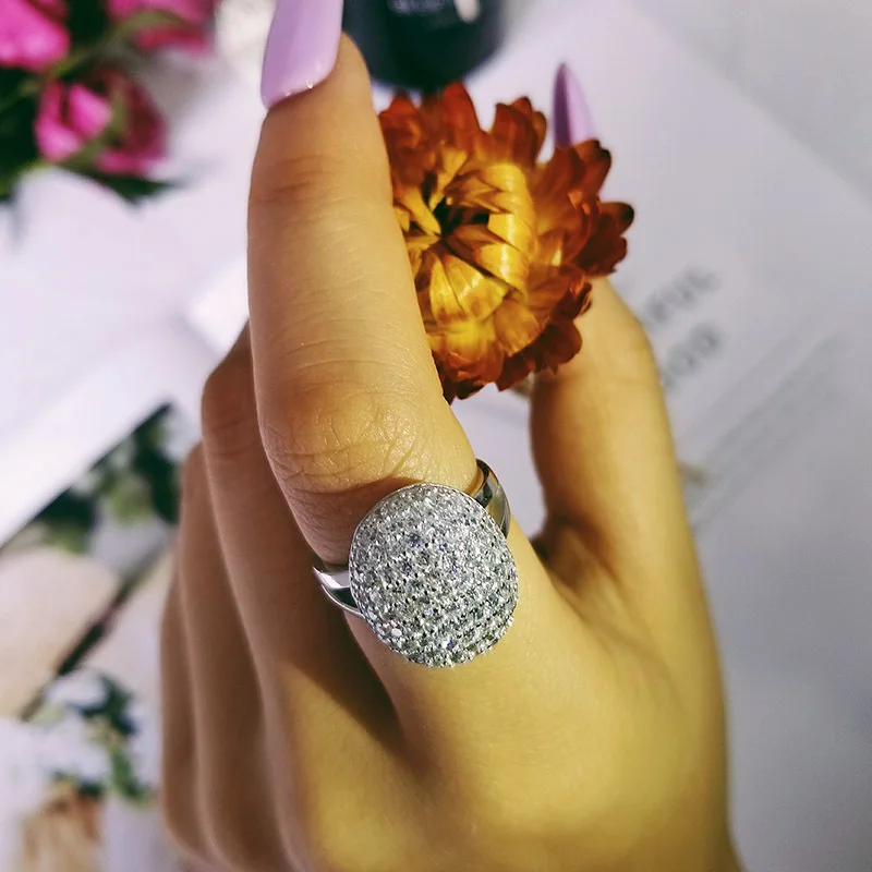 BOCAI Real S925 Silver Women\'s Rring Trend Closely Inlaid with Zircon the Same Style as the Fashionable Twilight City Bella