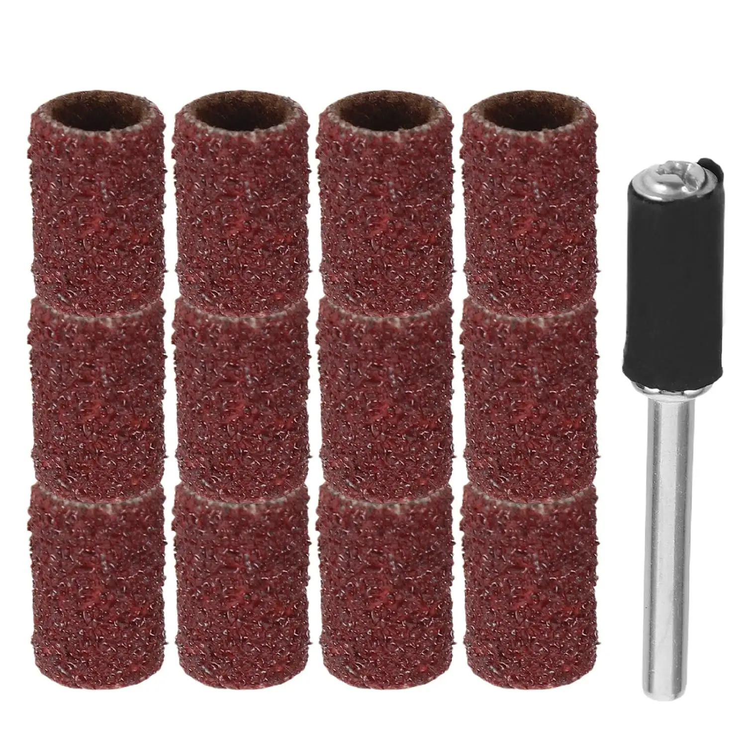 

100pcs 80 Grit Mini Sanding Sleeves with 6.35mm 3.17mm Mandrels Drum Sander Bands