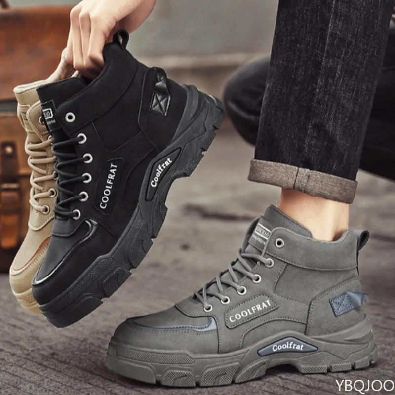 

Осень 202, новые модные универсальные мужские туфли с высоким берцем на толстой подошве, повседневные и удобные дизайнерские ботинки Zapatos