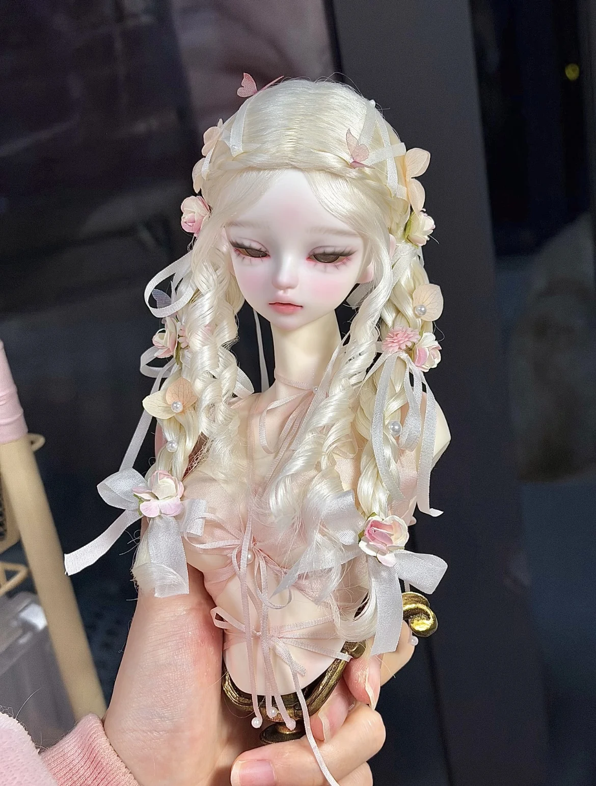 Wigs doll wig nimohair wig double twisted flower Identifier curly doll hair,  doll accessories 1/3 1/4 1/6 BJD wig free shipping