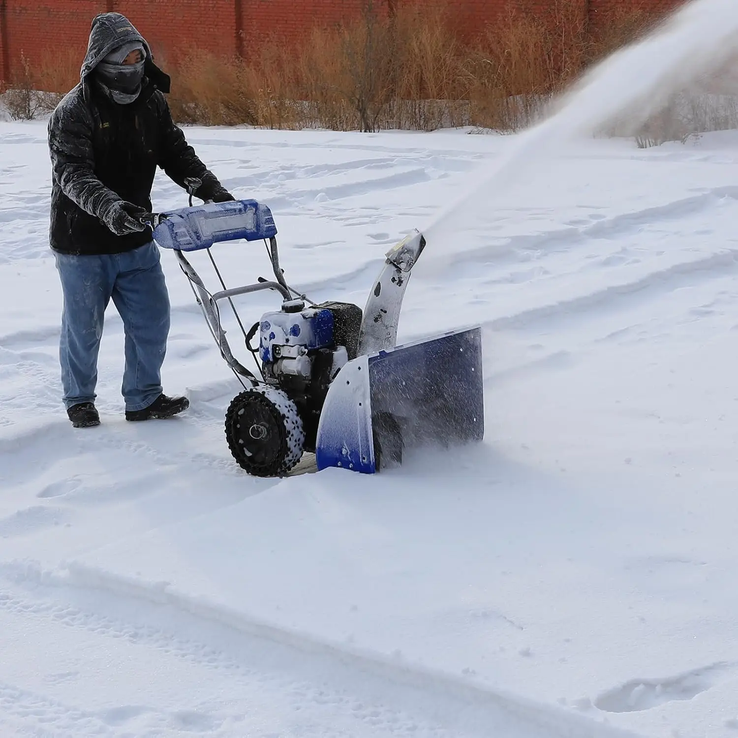 Gas Snow Blower 2 Stage, 24 Inch 209cc Self-Propelled Snowblowers Gas Powered with Electric Start and LED Headlight