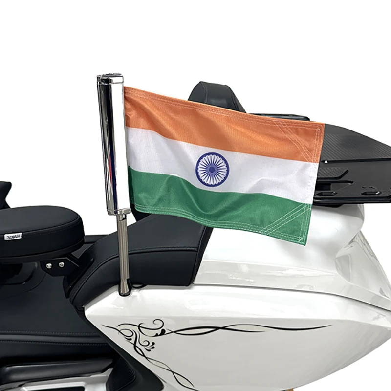 

Panical India Chrome Rear LR Side Fairing Trunk India LED Flagpole Set Banner Cloth For Honda Gold Wing GL1800 Tour 2018-2024