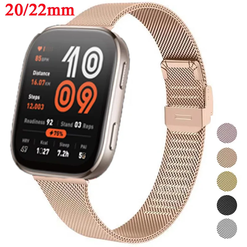 20mm 22mm Slim Milanese Strap For Amazfit Bip 5 6/Bip 5 Unity Bip 3/3pro Bracelet For Amazfit Active /Active 2 Balance/Balance 2