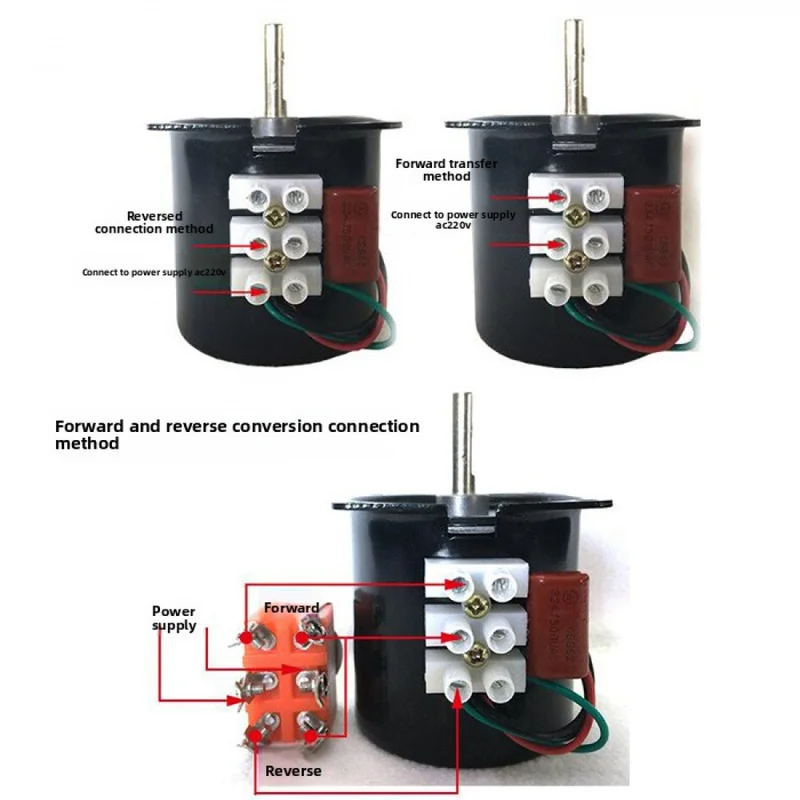 220V 14W 60KTYZ Micro Synchronous Motor, AC Slow Speed Gear Motor High Torque Reversible for Home Appliances,SL26120