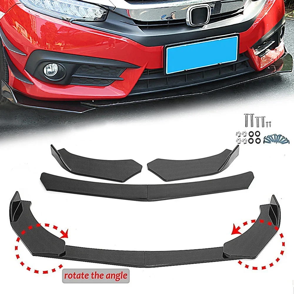 

4Pcs Universal Car Front Spoiler Separator Bumper Lip Body Kit ABS Duck Lip Spoiler Splitter Car Front Bumper Kit For Dodger