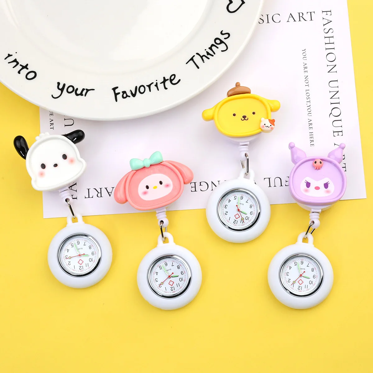 10 шт./лот, медсестра, доктор, больница, медицинские работники, милый кот, собака, здравоохранение, подвесной зажим, катушка для значка, карманные часы, выдвижные часы