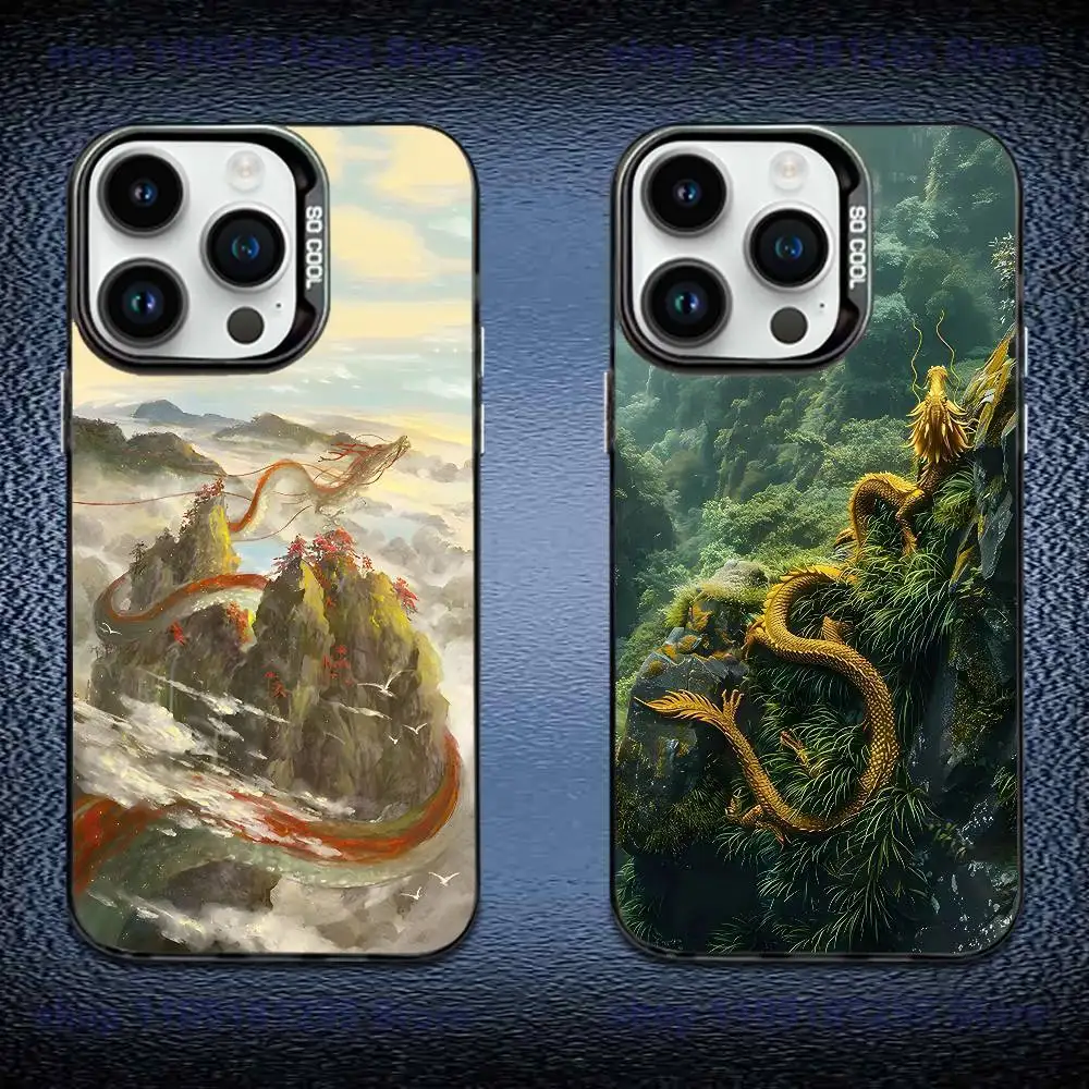 

Luxury Fashion East Dragon Phone Case For iPhone 17,16,15,14,13,12,11,X,Mini,Pro,E,MAX Black Candy Matte Shockproof Cover