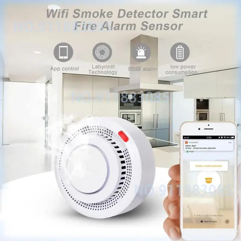 Imagem -02 - Wifi Detector de Fumaça e Sistema de Alarme de Som Controle Remoto Detector de Fumaça Sensor Segurança Doméstica Smart Fire Tuya Smart Life App