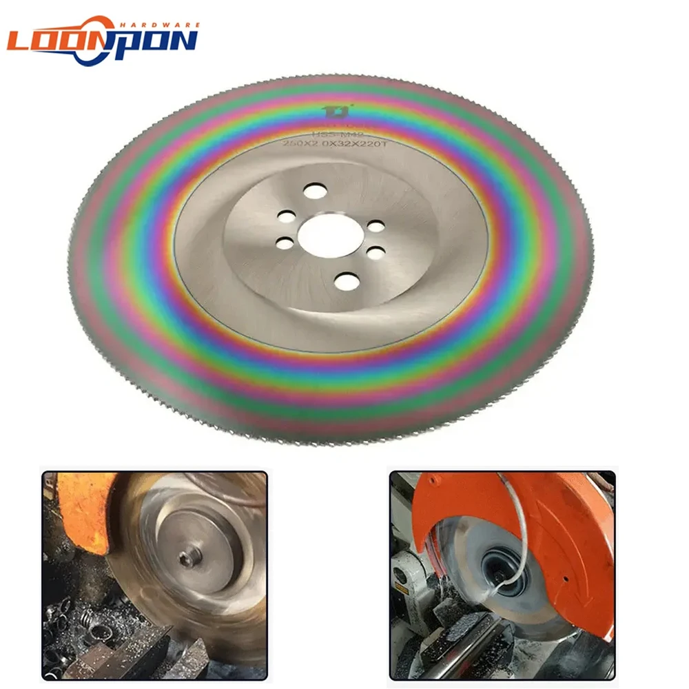 LOONPON HSS Circular Saw Blade Cutting Disc 250-370mm Colorful Coated For Cutting Steel Copper Iron Aluminum Metal Pipe