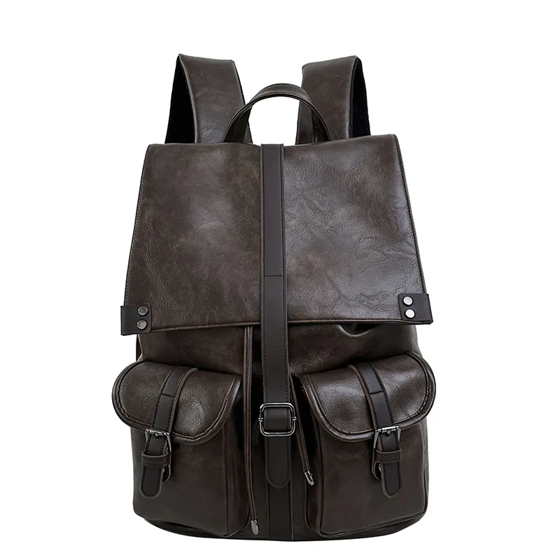 European and American Retro Leather Men's Shoulder Bag with High Sense and Large Capacity Leisure Backpack Computer Bag