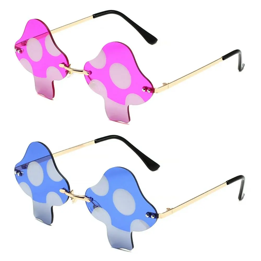 Retro Irregular Fun Rimless Halloween Decorations Mushroom Shape Sunglasses for Women Sun Glasses Eyewear