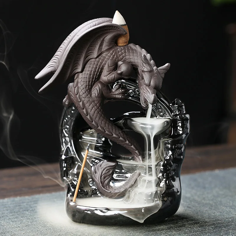 

European Wing Dragon Sandalwood Reflux Aromatherapy Stove Creative Waterfall Reflux Aromatherapy Stove Home Decor, Tea Set Decor