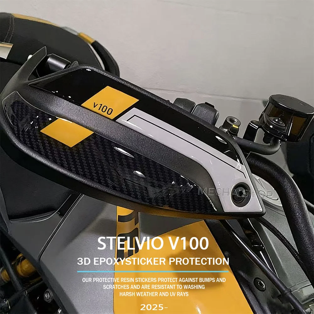 Motorcycle Hand Guard Accessories For Moto Guzzi Stelvio 2024- 3D Resin Sticker Protector V100 Decal