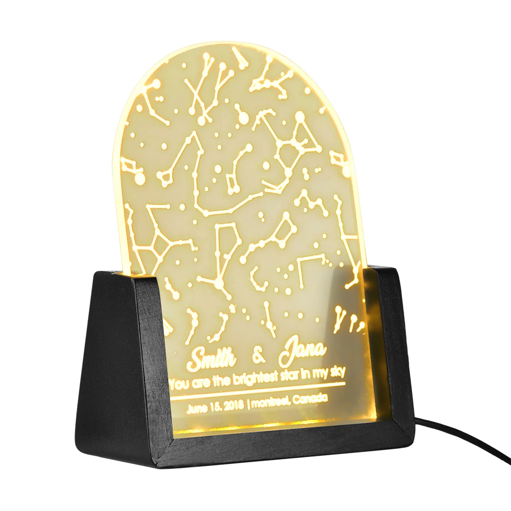 Imagem -04 - Mapa Constelação Personalizado com Lâmpada Acrílica Estrela Gráfico Lâmpada Night Sky Night Light Dropshipping Mãe