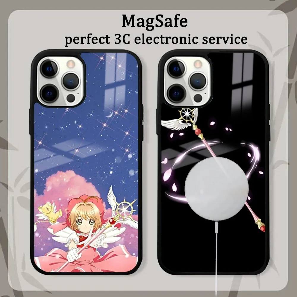 A-Anime C-Cardcaptor S-Sakura Phone Case For iPhone 16 15 14 13 12 11 Pro Max Plus Mini Magsafe Mirror Wireless Magnetic Cover