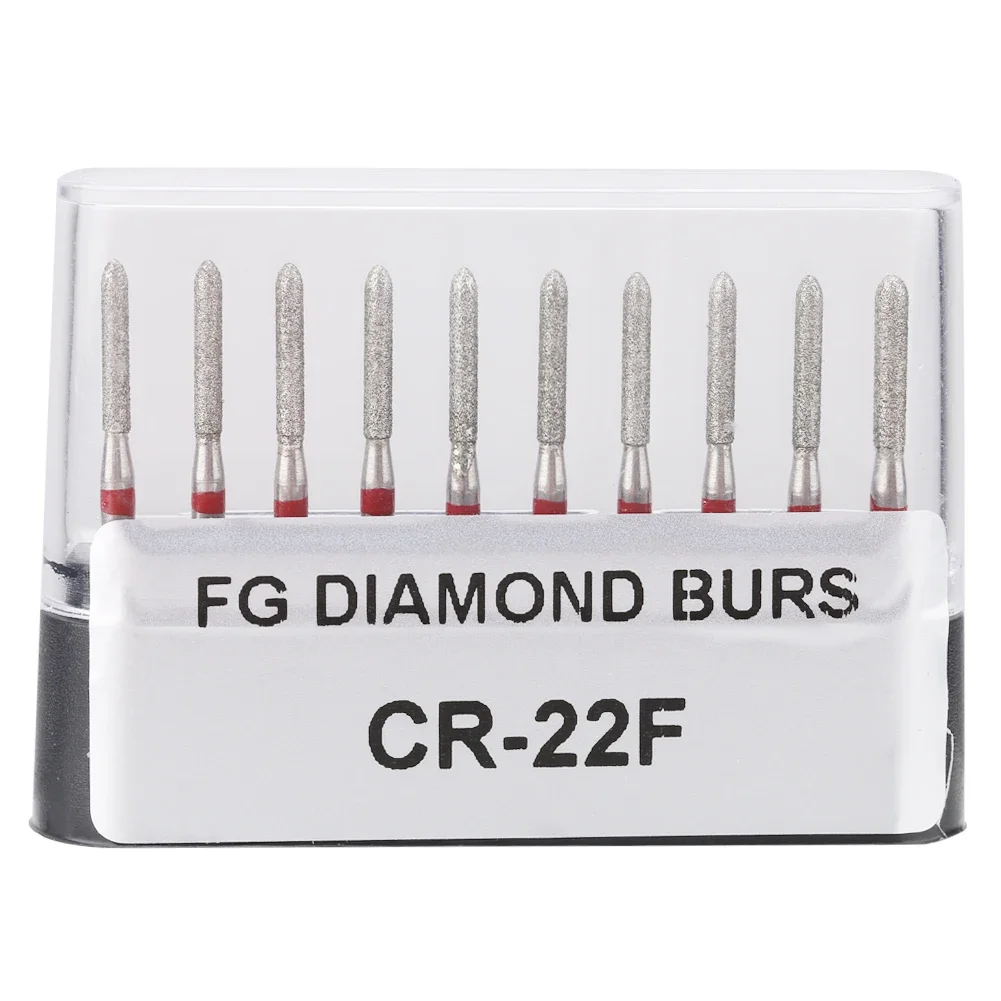 10 Pcs CR-22F Dentistry Stainless Steel 1.6mm High Speed Round Handle Dental Diamond Burs Drills Different Size Dentist Tools