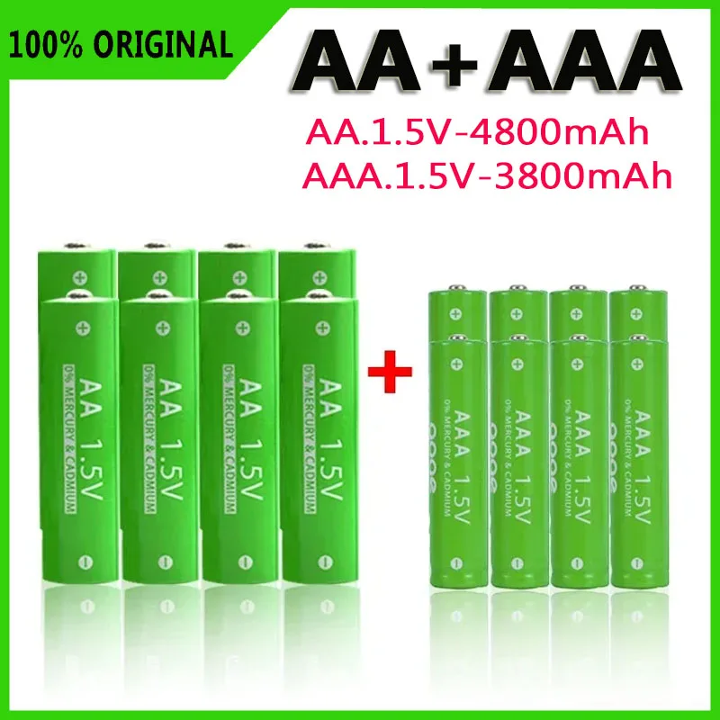 AA+AAA Rechargeable AA 1.5V 4800mAh / 1.5V AAA 3800mah Alkaline Battery Flashlight Toys Watch MP3 Player Replace Ni-Mh Battery