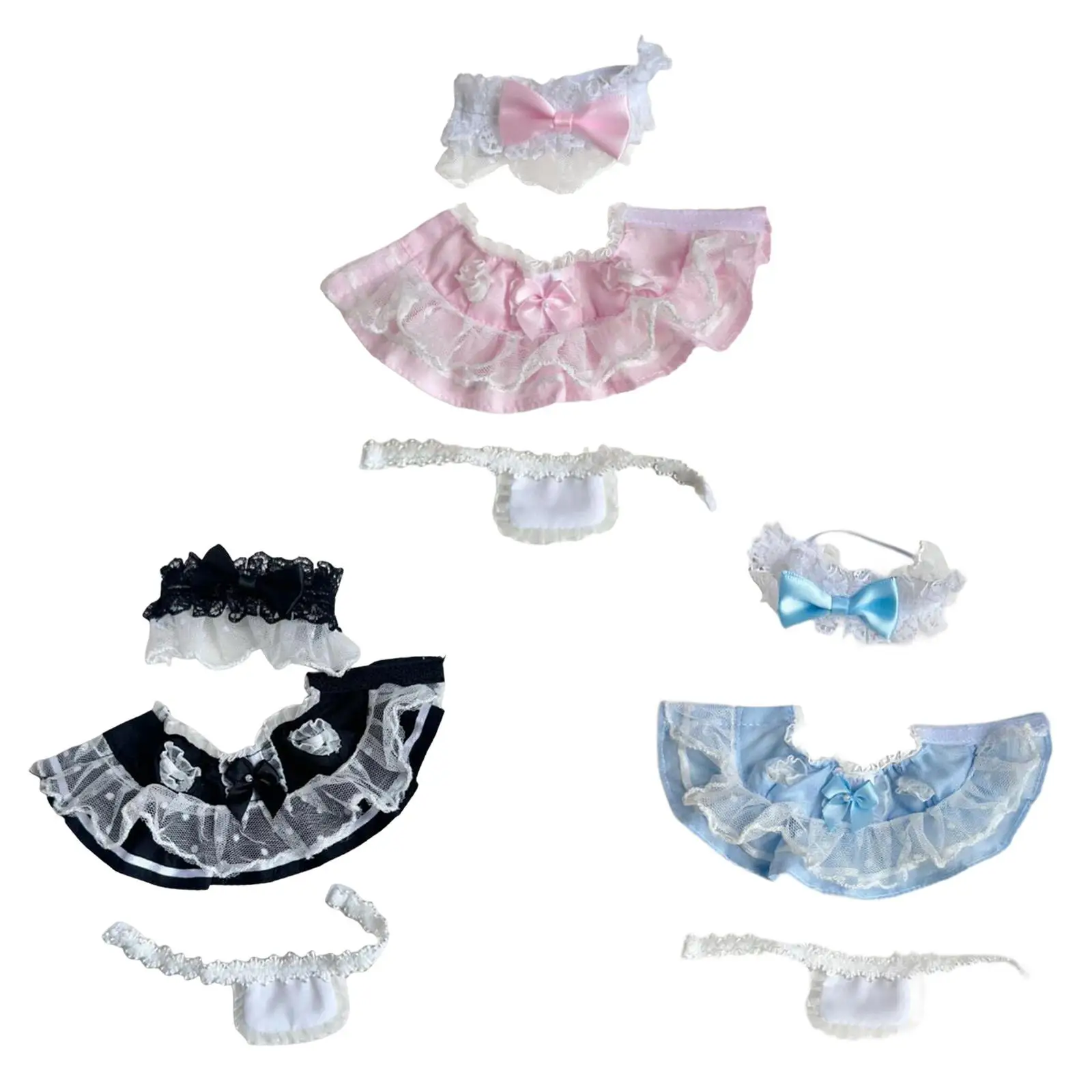 

Plush Duck Maid Dress Photo Props DIY with Apron and Bow for 5.91inch Dolls