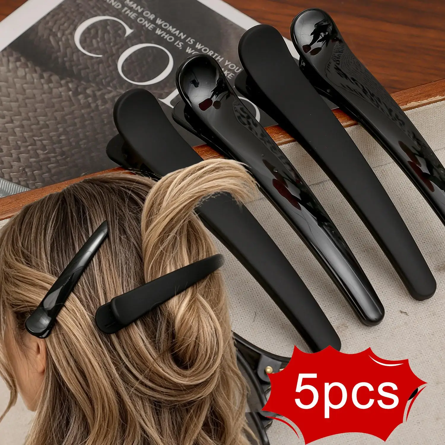 

Professional Basic Black Matte Plastic Duckbill Hair Clips Accessories Duckbill Teeth Hairdressing Salon Tip Clip Styling Tool