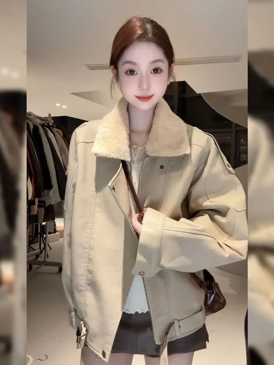 

plus Size Faionable Thiened ort Jaet Women's irt American Sle Retro High Quali Slim Fit Outerwear for Autumn Wi...