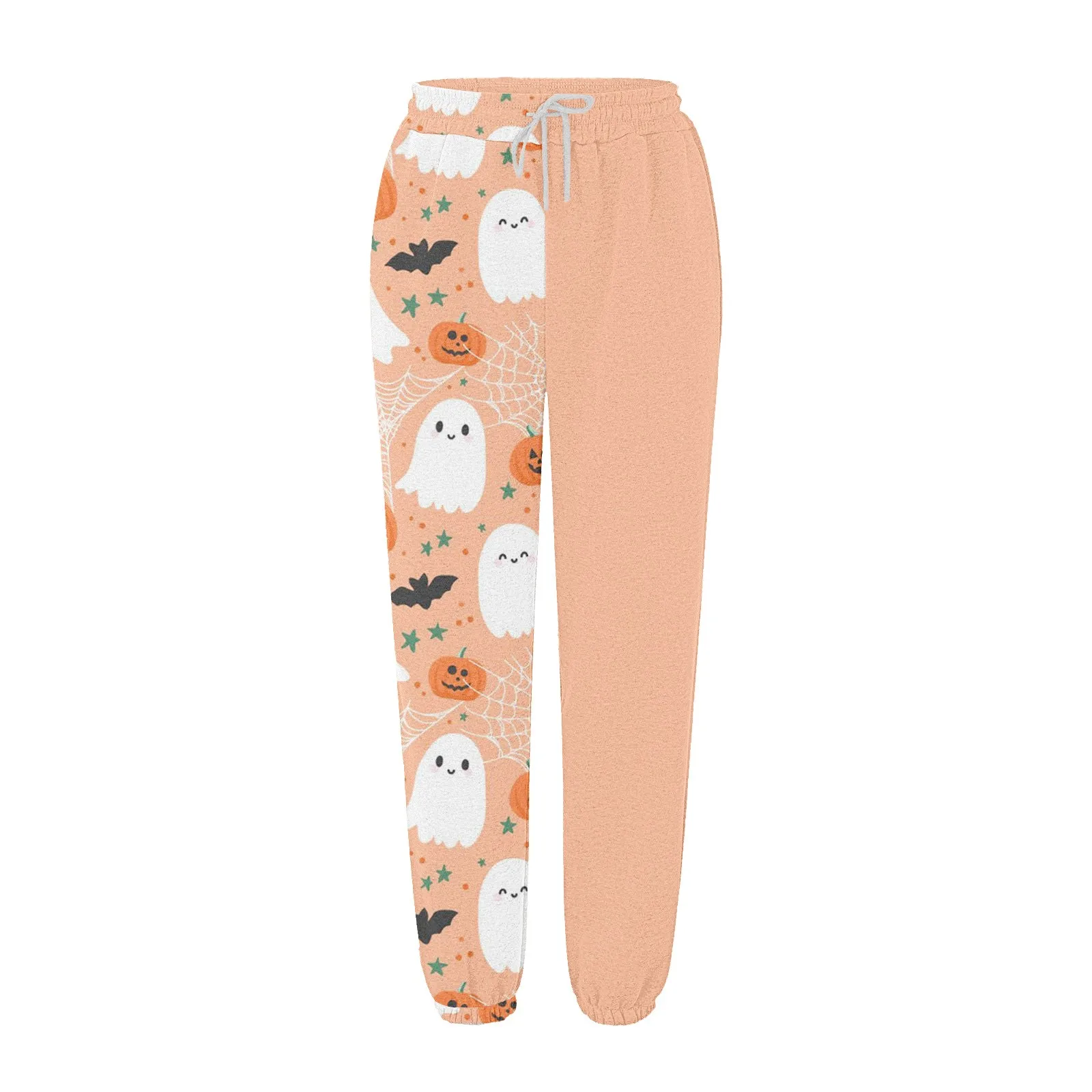 Half Print Legging Women Halloween Cute Ghost Pumpkin Spider Sweet Pants Fall Winter Drawstring Bloomer Causal Funny Streetwear