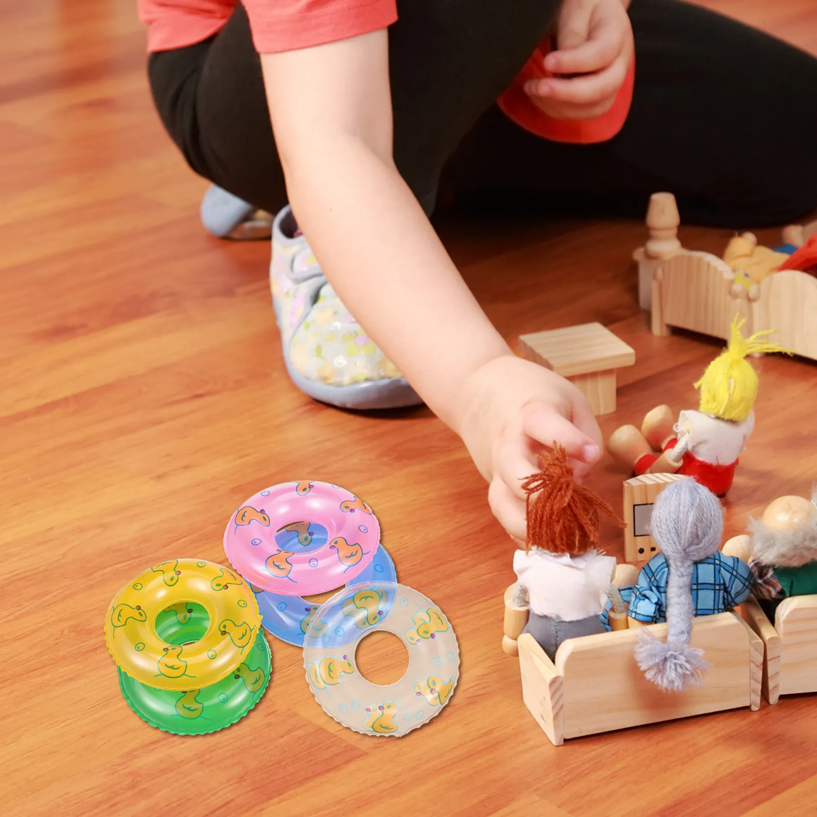 

5Pcs Mini Swim Rings Duck Pattern High Simulation Mini House Decoration Party Supplies Photo Props Miniature Swimming Ring