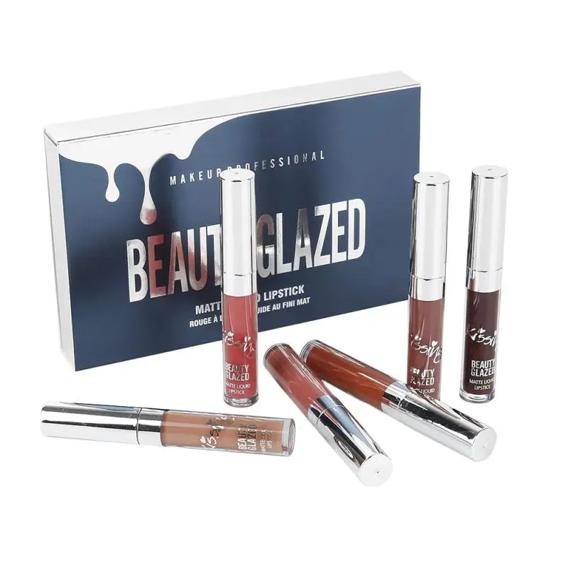 Beauty GlazedBox يشكلون أحمر الشفاه السائل طقم هدايا ماكياج مرطب طويل الأمد مقاوم للماء ملمع الشفاه لون الشفاه TSLM2