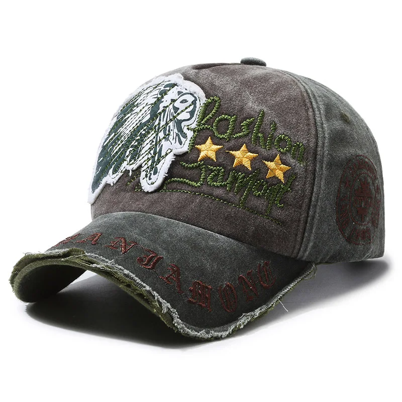 Retro Washed Distressed Embroidered Duckbill Cap For Women In spring and Summer Large Brim Soft Top Baseball Cap Adjustable