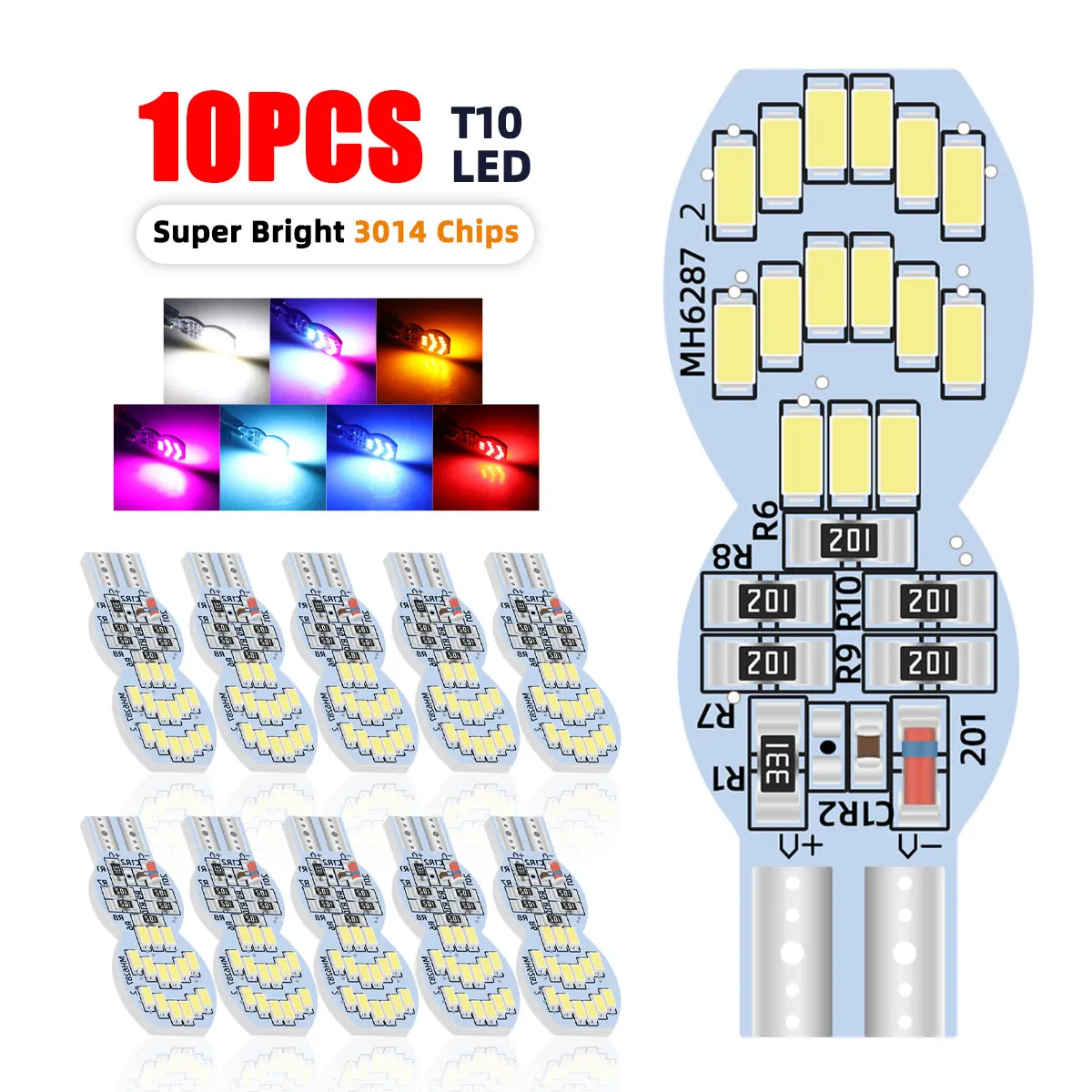 

2/10PCS T10 194 W5W LED Bulb Canbus 3014 30LED Car Interior Dome License Plate Lights Width Indicator Light 12V Auto Signal Lamp