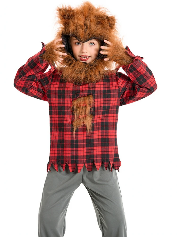 Wolf Kinderkostüm Tier Outfit Halloween Performance Kleidung Kinder Bühnenkostüm Wolf Mann Tieranzug Traditionelle Chi...