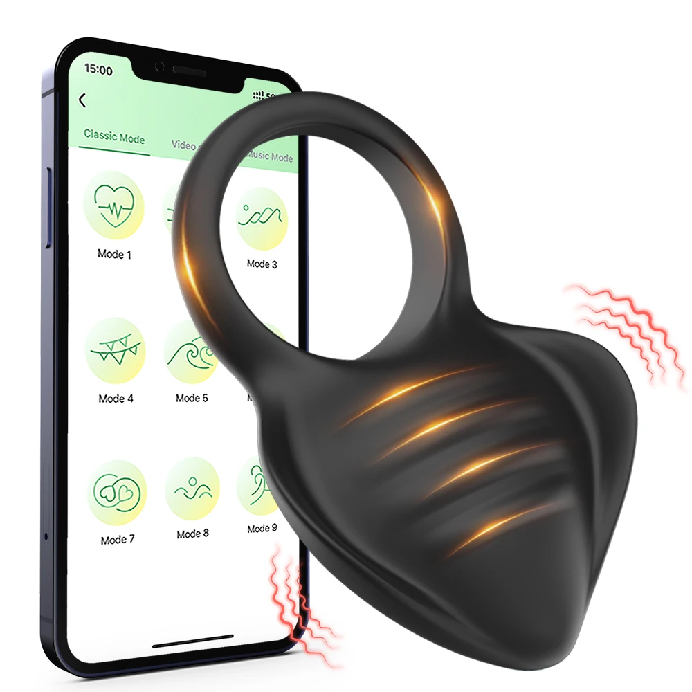 APP Control Vibrating Cock Ring Ejaculation Delay Penis Ring with Tongue Licking Clit Stimulator Adult Sex Toy for Couples view 6