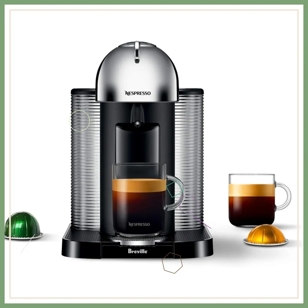 

Chrome Vertuo Coffee and Espresso Machine for Nespresso Pods, Easy Brewing