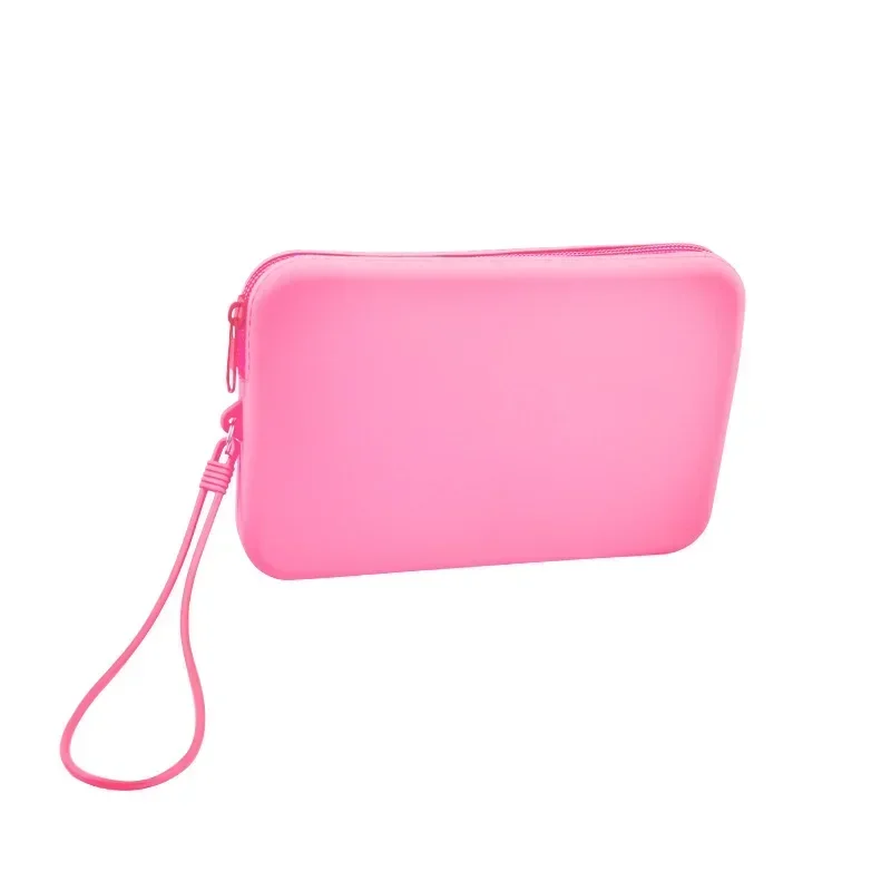 Cosmetic Storage Bag Silicone Toiletry Organizer for Women Fashion Solid Color Zipper Makeup Accessories Case