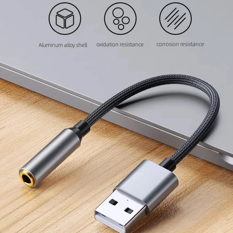 Tarjeta de sonido USB US03 a 3,5mm, adaptador de auriculares de Audio, tarjeta de sonido externa 7,1, micrófono, auriculares, ordenador y PC