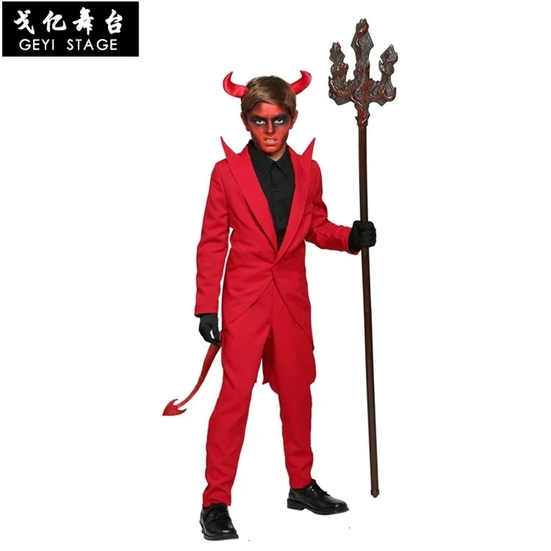 Adult Men's Hooded Evil Red Demon Evil Costumes Cosplay Clothes Uniform Robe Fancy Cosplay Clothing Scary Costumes halloween