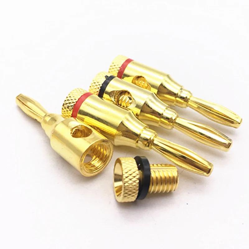 HIFI 4mm Pure Copper Gold Plated Banana Connector Speaker Binding Post Amplifier F Socket Terminal Hi-Fi Audio Cable Accessory