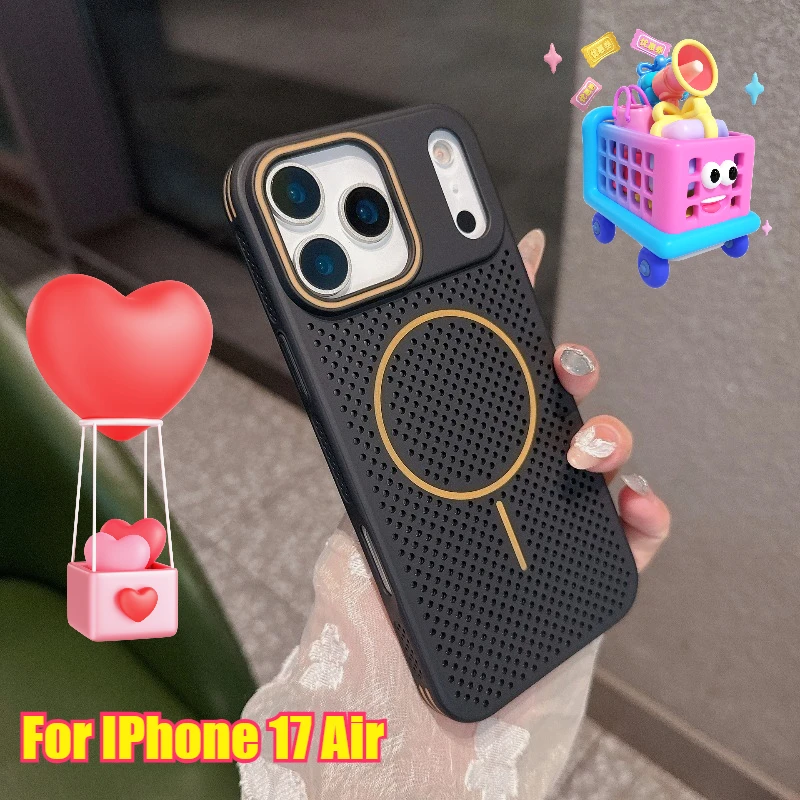 

For IPhone 17 Air Breathable Case Fine Ring Magnetic Attraction New Color Blocking Protective Cover