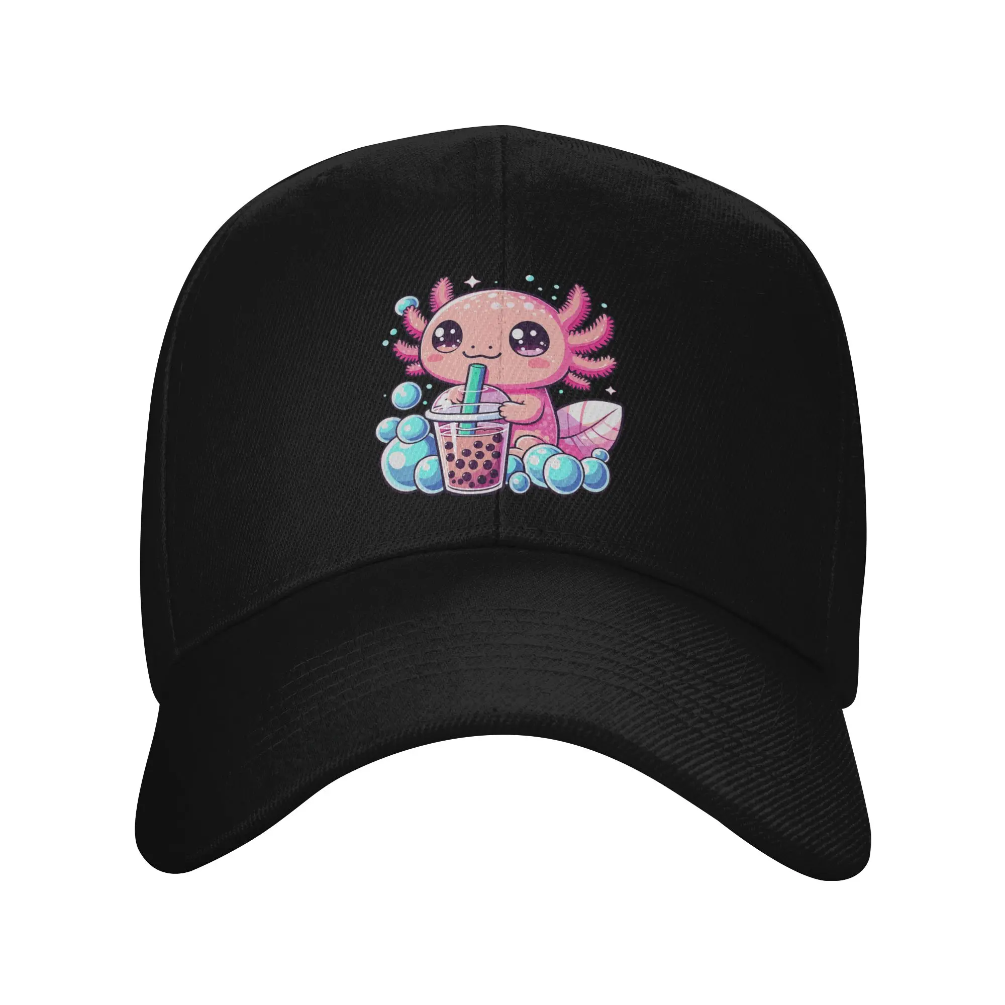Axolotl Bubble Tea Boba Anime Kawaii Axolotl Baseball Cap  Casual Trucker Hat Summer Women Men Outdoor Sports Snapback Cap