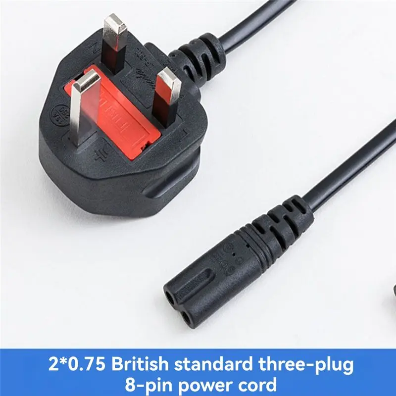 HOT!A72T Hong Kong Plug With Figure 8 Camera Power Cord For Tvs, Table Lamps, Monitors, Adapters With Fuse UK Plug