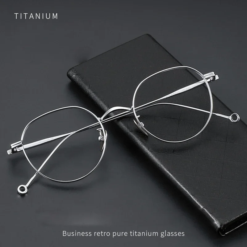 New Fashion Retro Titanium Vintage Round Eyeglasses Ultra Light Pure Titanium Customized Optical Prescription Frames Man Woman