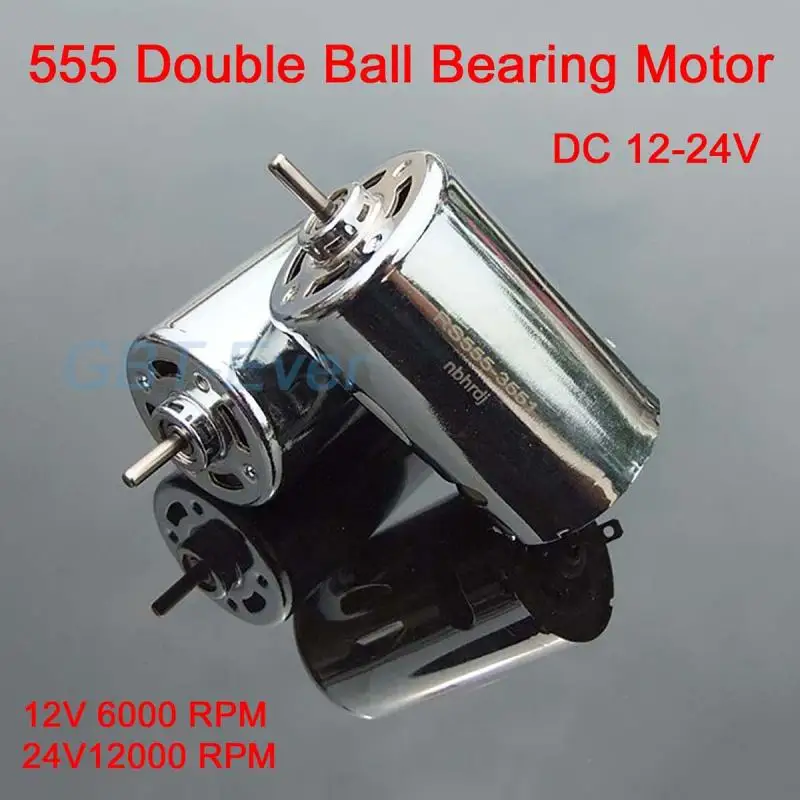 1 sztuk DC 12-24V 6000-12000 RPM RS555 mikro silnik o wysokim momencie obrotowym 555 podwójny silnik z łożyskiem kulkowym DIY wiertarka elektryczna szlifierka elektryczna — zdjęcie 2